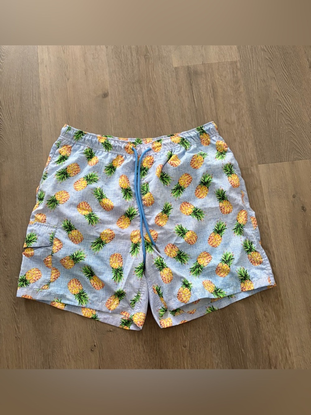 RAINFOREST Pineapple Print Swim Trunks - Light Blue, Yellow, Green